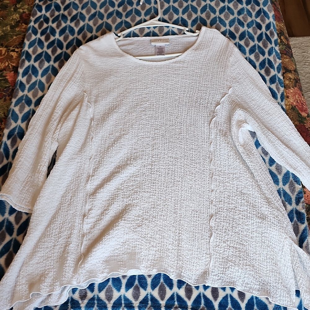Alfred Dunner White Textured Blouse